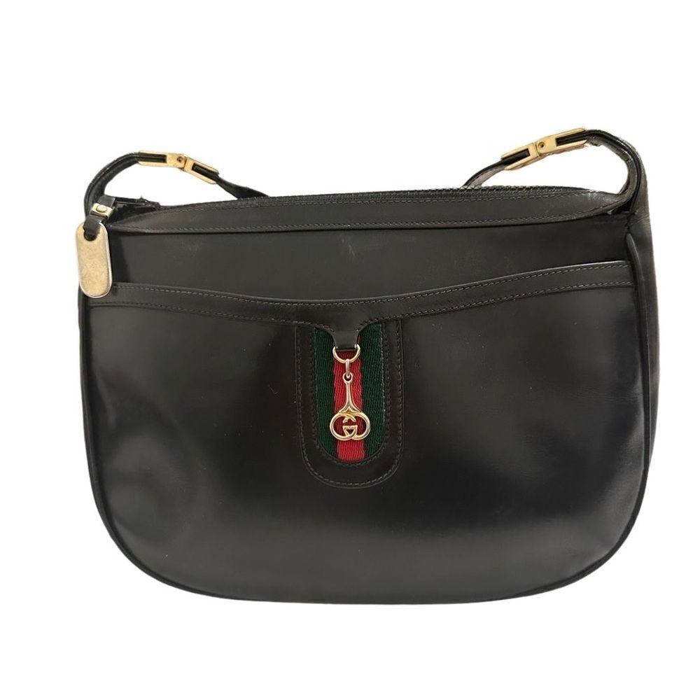Gucci vintage leather bag web accent